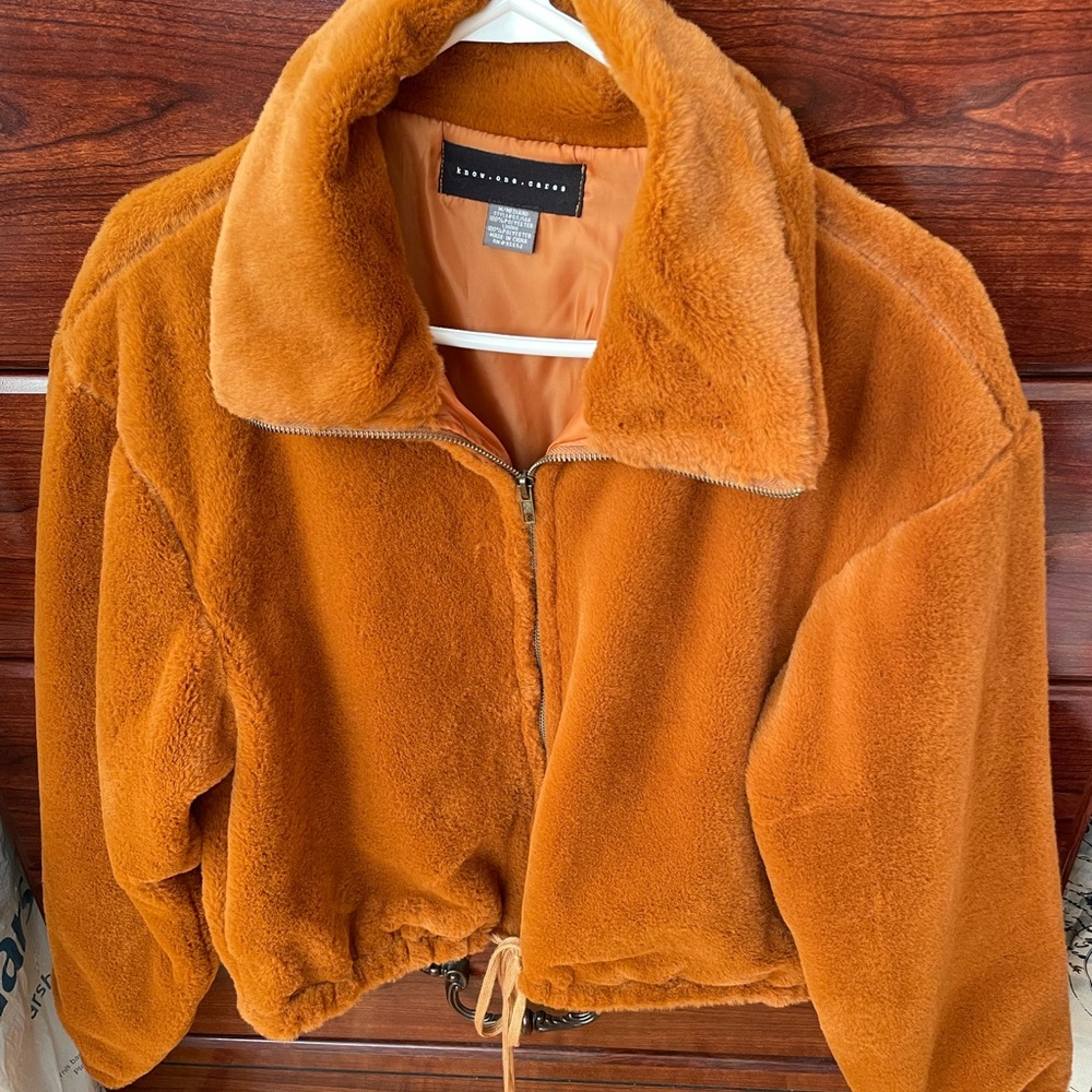 Teddy Bear Faux Fur Jacket in Burnt Orange